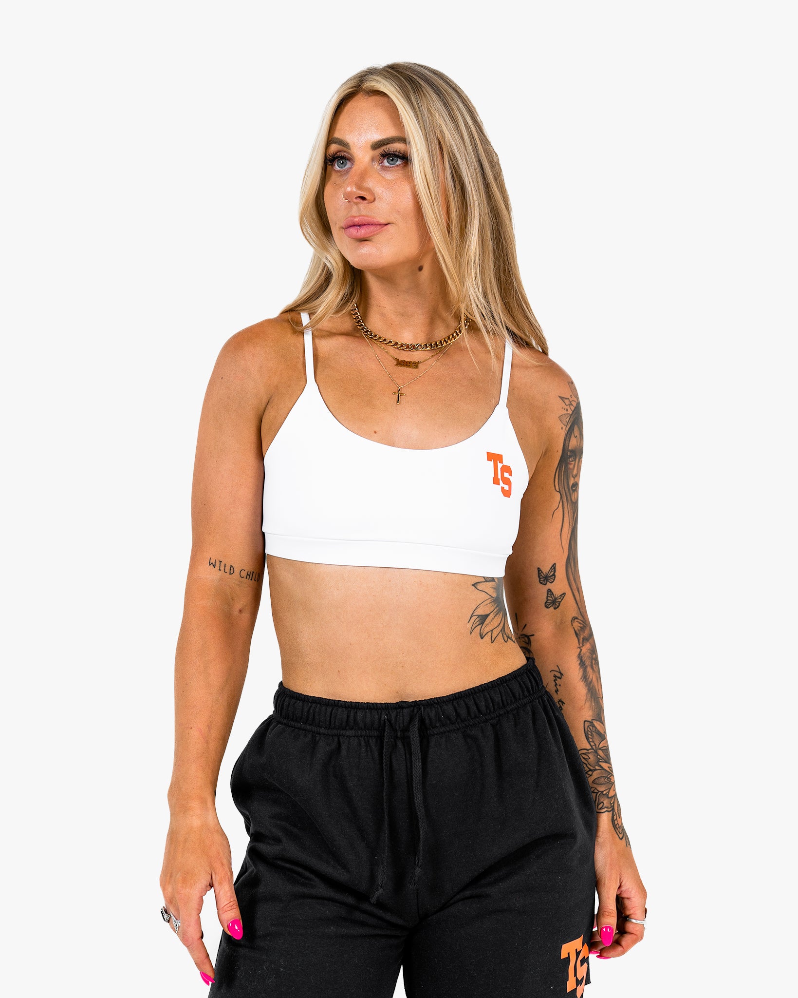 WKND Everyday Bra - White w/ Orange
